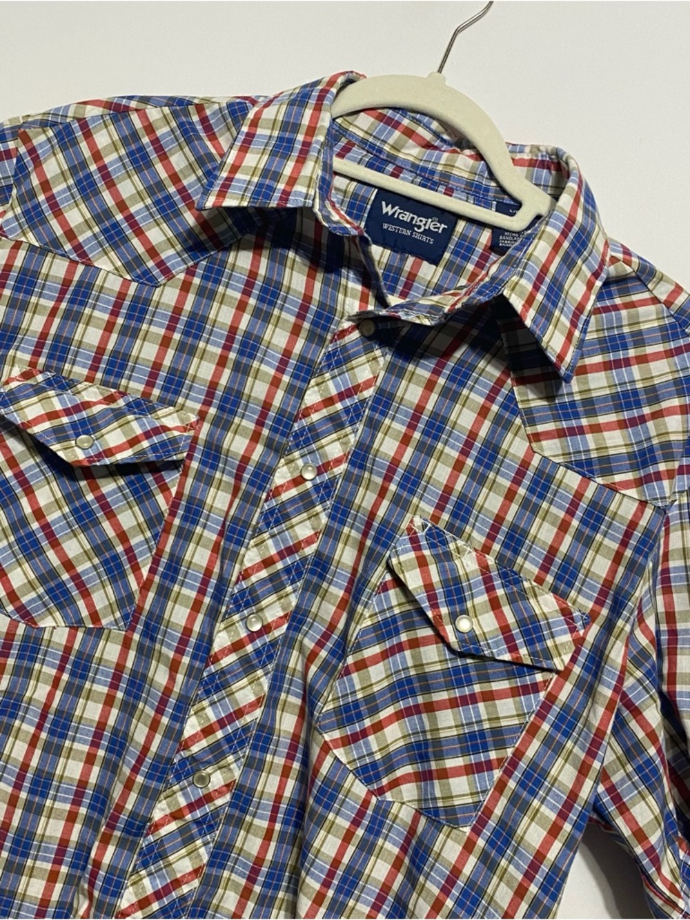 Wrangler Pearl Snap Western Shirt Men’s Size L Plaid Short Sleeve